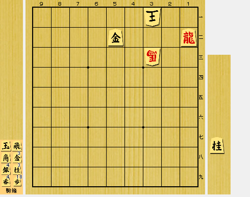 先程の将棋ポストの詰将棋をShogiGUIで表示したもの。